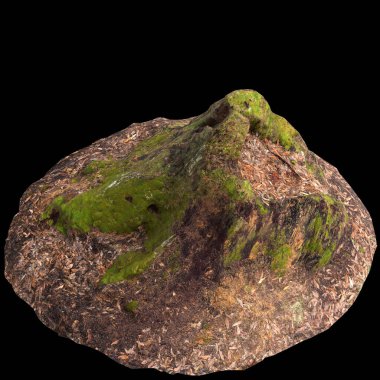 Kuru ağaç kütüğünün siyah arkaplanda izole edilmiş 3d çizimi