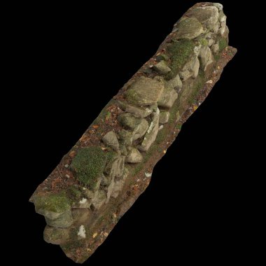 Siyah arkaplanda izole edilmiş 3D duvar taşı çizimi