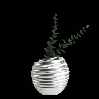 3d illustration of flower vase isolated on black background