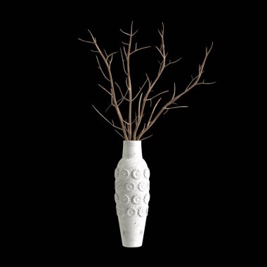 3d illustration of flower vase isolated on black background