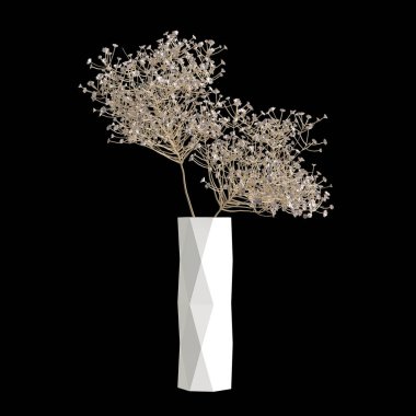3d illustration of flower vase isolated on black background