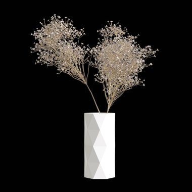 3d illustration of flower vase isolated on black background