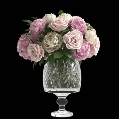 3d illustration of flower vase isolated on black background