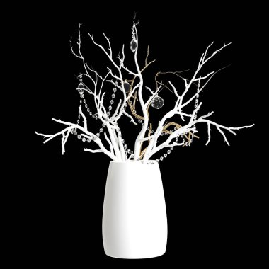 Çiçek vazosunun 3d çizimi siyah arkaplanda izole edildi