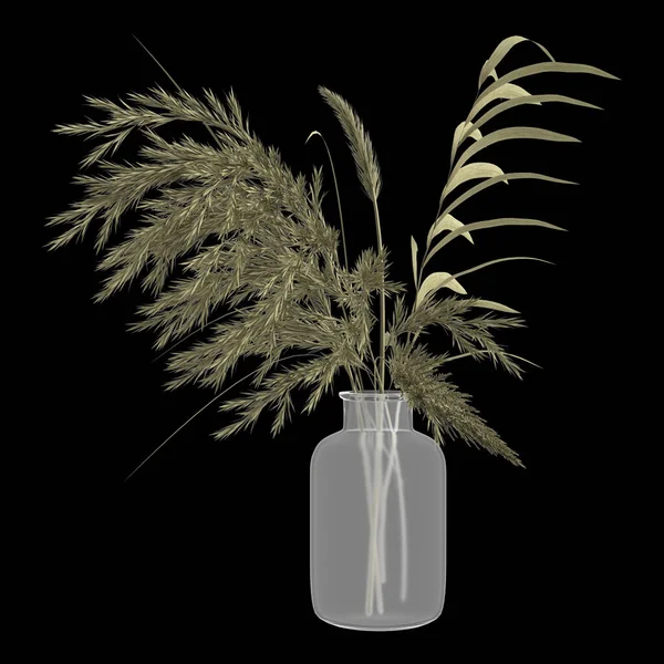 Illustration Flower Vase Isolated Black Background — Stock Photo, Image