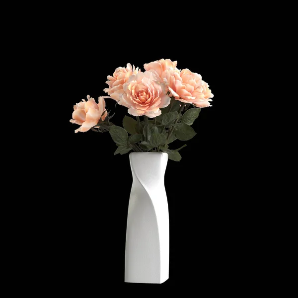 Illustration Flower Vase Isolated Black Background — Fotografie, imagine de stoc