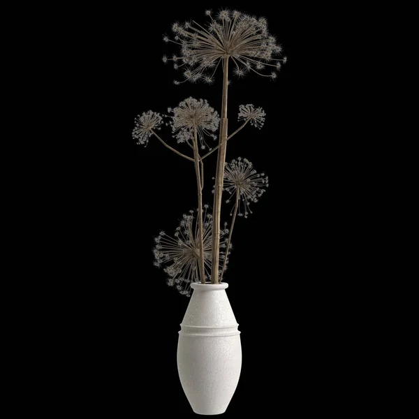 Illustration Flower Vase Isolated Black Background — ストック写真