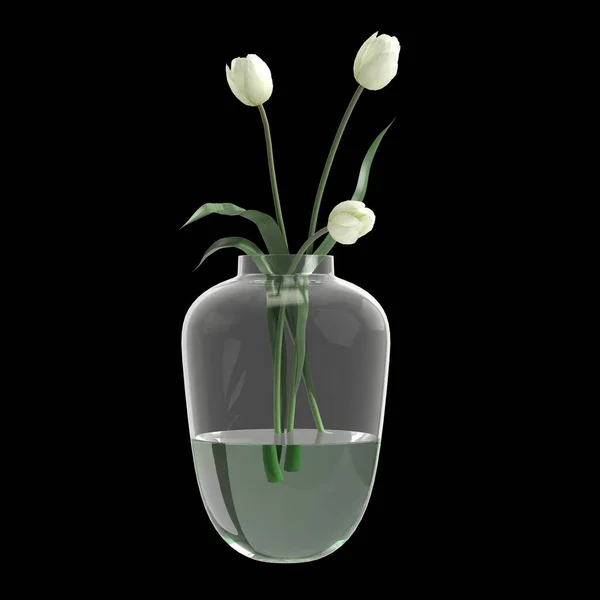 Ілюстрація Квіткової Вази Ізольовано Чорному Тлі — стокове фото