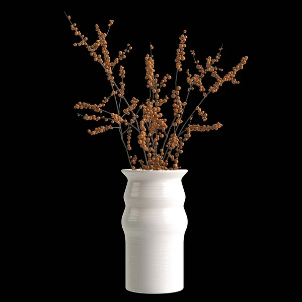 Illustration Flower Vase Isolated Black Background — ストック写真