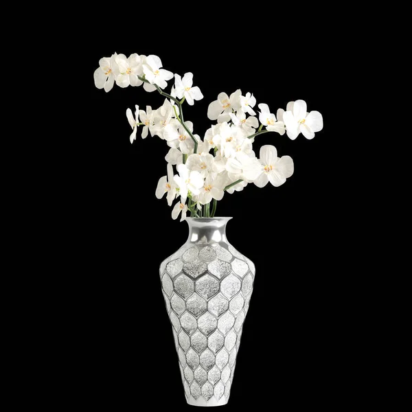 Illustration Der Blumenvase Dekor Isoliert Auf Schwarzem Hintergrund — Stockfoto