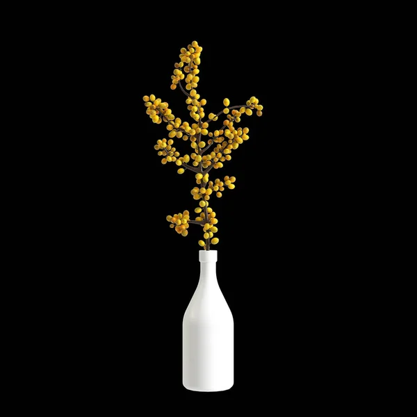 Ilustrace Květinové Vázy Dekor Izolované Černém Pozadí — Stock fotografie