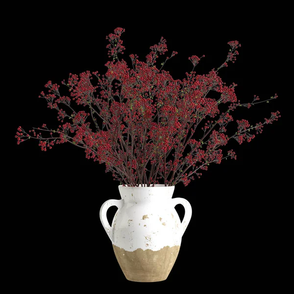 Illustrazione Decorazione Vaso Fiore Isolato Sfondo Nero — Foto Stock