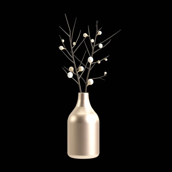 Illustration Flower Vase Decor Isolated Black Background — Stock Photo, Image