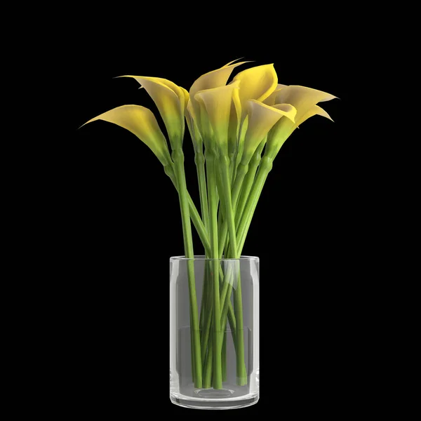 Illustration Der Blumenvase Dekor Isoliert Auf Schwarzem Hintergrund — Stockfoto