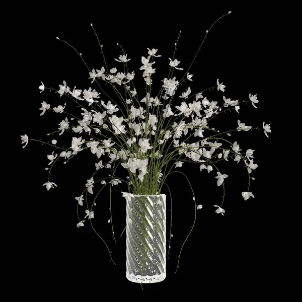 Ілюстрація Декору Квіткової Вази Ізольовано Чорному Фоні — стокове фото