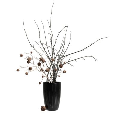 Çiçek vazosunun beyaz arkaplanda izole edilmiş 3d illüstrasyonu