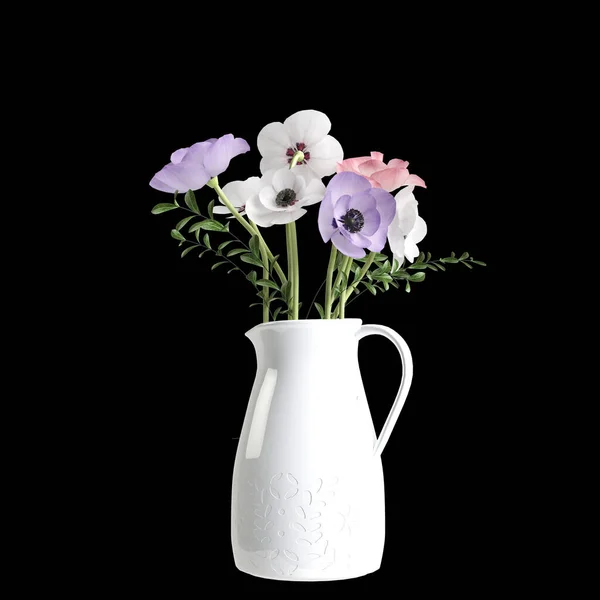 Illustration Décoration Vase Fleurs Dans Espace Intérieur Isolé Sur Fond — Photo