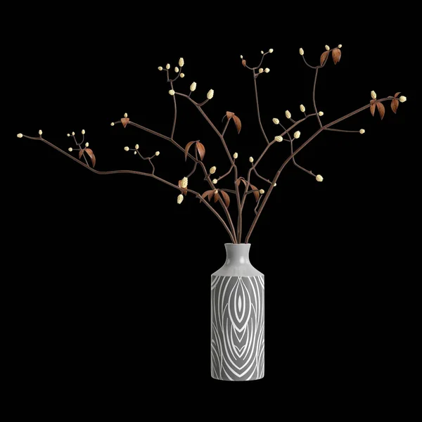 Ilustração Decoração Vaso Flores Espaço Interior Isolado Fundo Preto — Fotografia de Stock