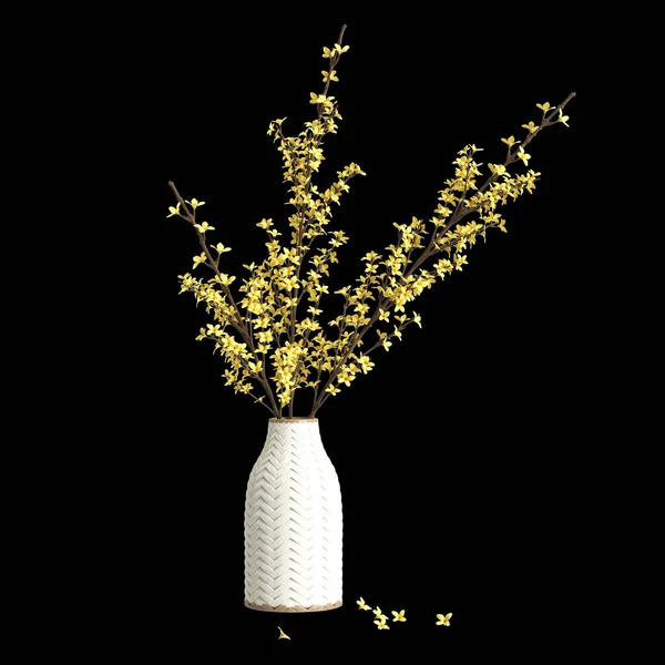 Illusztráció Virág Váza Dekoráció Belső Térben Elszigetelt Fekete Háttér — Stock Fotó