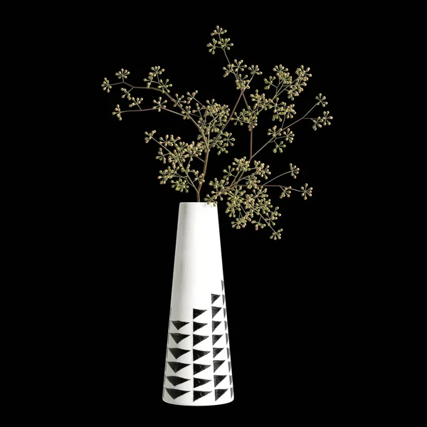 Ilustração Decoração Vaso Flores Espaço Interior Isolado Fundo Preto — Fotografia de Stock