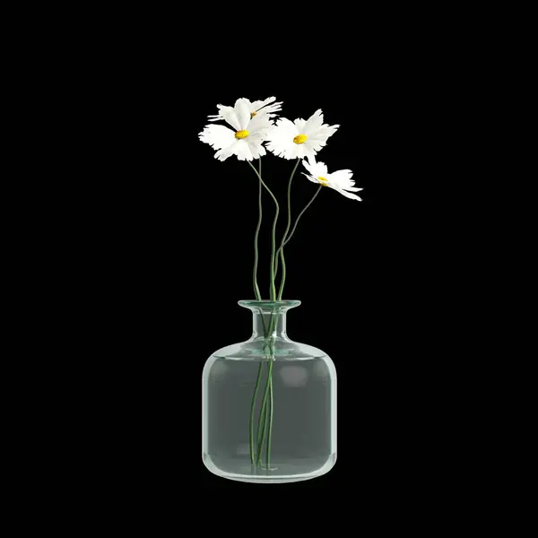 Απεικόνιση Της Διακόσμησης Βάζο Λουλούδι Απομονώνονται Μαύρο Φόντο — Φωτογραφία Αρχείου