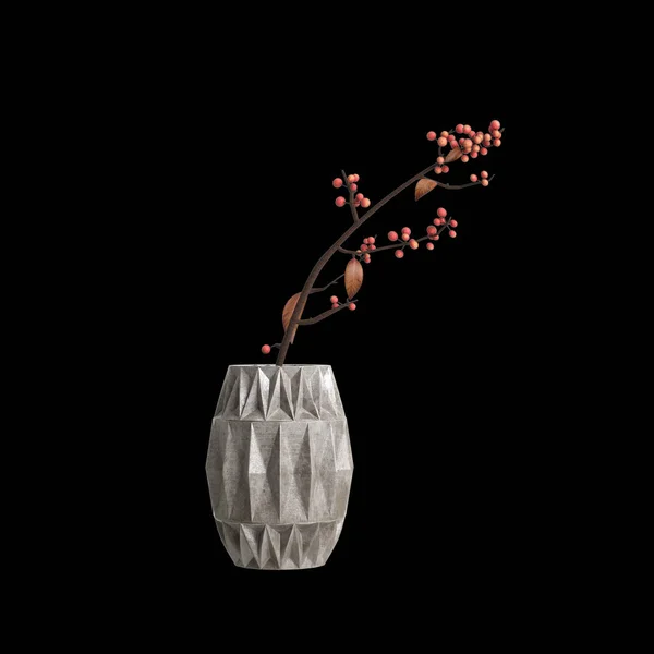 Illusztráció Virág Váza Dekoráció Elszigetelt Fekete Háttér — Stock Fotó