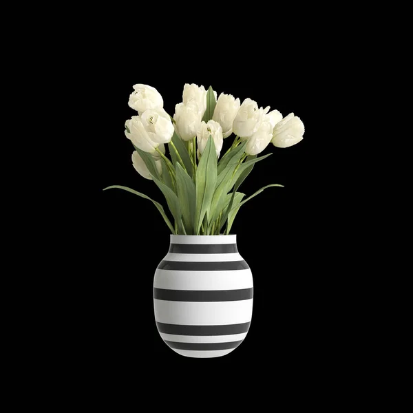 Ілюстрація Прикраси Квіткової Вази Ізольовані Чорному Фоні — стокове фото