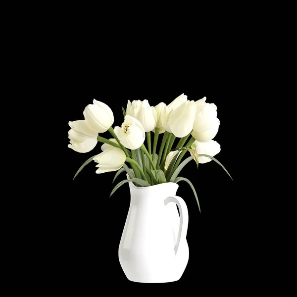Ілюстрація Прикраси Квіткової Вази Ізольовані Чорному Фоні — стокове фото
