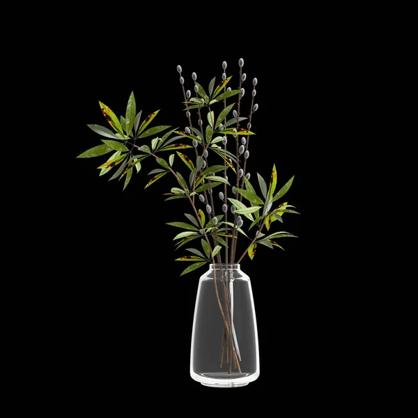 Illustration Flower Vase Decoration Isolated Black Background — Stock Photo, Image