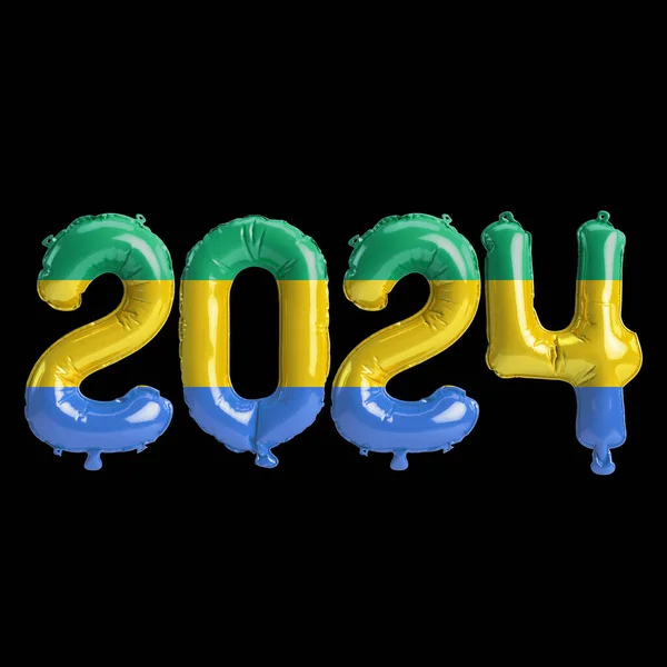 Ilustrace Dopisu Novém Roce 2024 Balónky Barevné Vlajce Gabonu — Stock fotografie