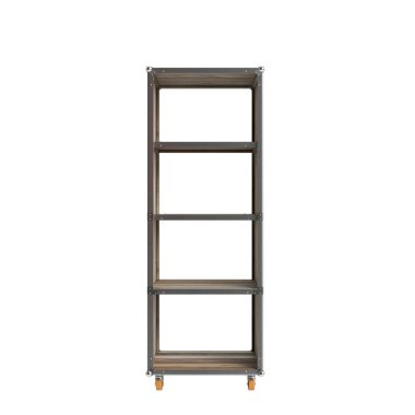 Eski ahşap ve alüminyum çerçeve ile Karpenter Roadie koleksiyonunda Shelf Dikey 'in eski tarz 3d illüstrasyonuName