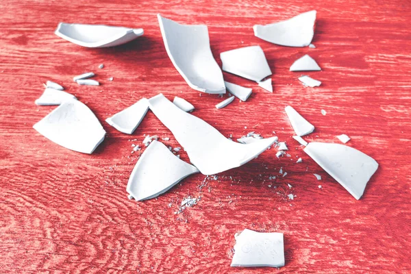White Shards Broken Plate Sur Fond Éclats Plat Cassé Fragments — Photo