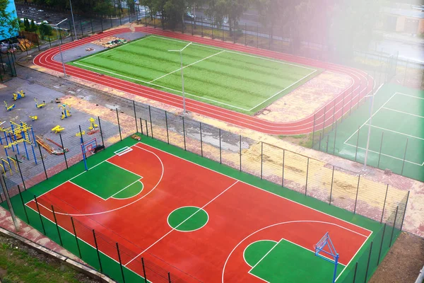 Football Stadium Basketball Sports Ground Volleyball Court Training Apparatus Stadiums — Stock Photo, Image