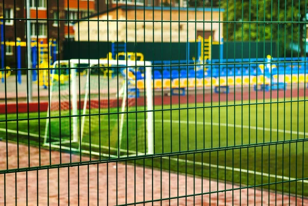 Çitli Stadyumdaki Futbol Golü Yapay Çimenli Futbol Sahası Futbolun Diğer — Stok fotoğraf