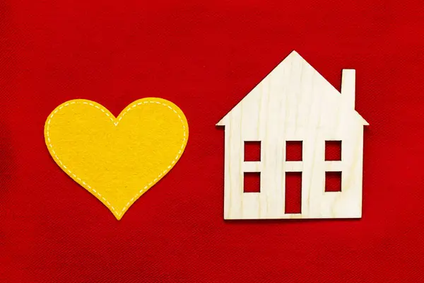 Cuori Casa Simbolo Amore Casa Sfondo Rosso Home Concetto Amore — Foto Stock