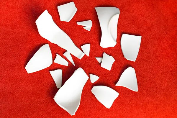 Splinters Fragments Broken White Ware Metaphor Family Quarrel Broken Plate — Foto Stock