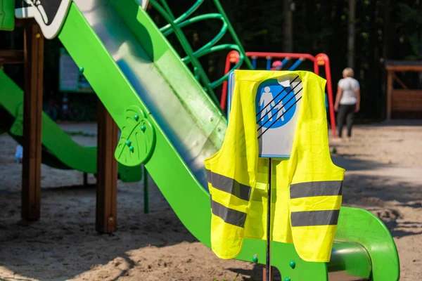 Señal Peatonal Zona Peatonal Parque Infantil Concepto Territorio Juego Niños — Foto de Stock