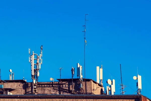 Технологія Вершині Телекомунікаційного Gsm Базова Станція Мобільної Телефонної Мережі Передавач — стокове фото