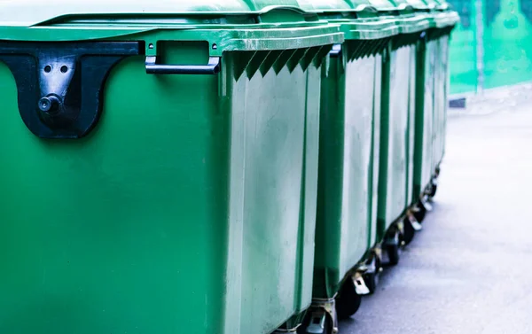 plastic containers, tanks. Sorting of garbage. waste recycling. Public trash waste cans