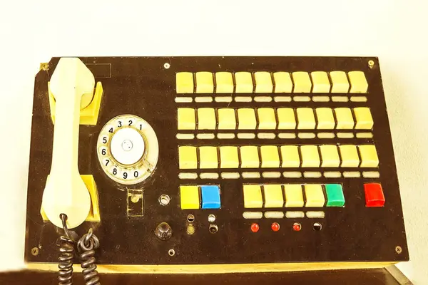 Retro telephone . old  telephon with rotary dial. vintage phone with switchboard.  Retro style dial phone
