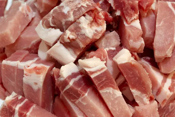 Pieces of frozen meat.pieces of pork