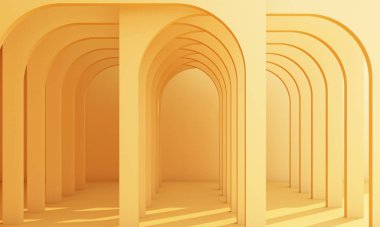 Sarı pastel akrhitecture ark ritim arkaplanı - 3D görüntüleme