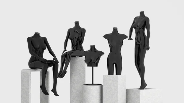 Статуя Модели Манекена Розовом Демонстрации Модной Одежды Абстрактной Концепции Каменном — стоковое фото