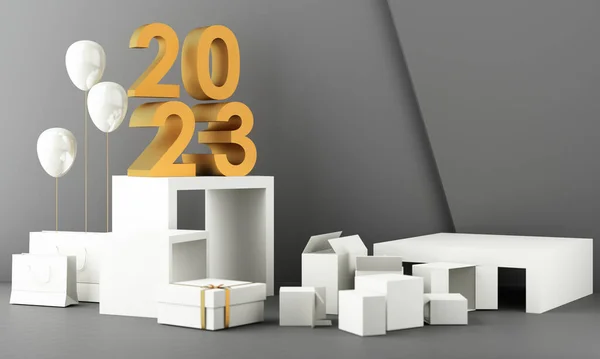 Lettere Texture Oro Del 2023 Nel Concetto Capodanno Toni Marmo — Foto Stock