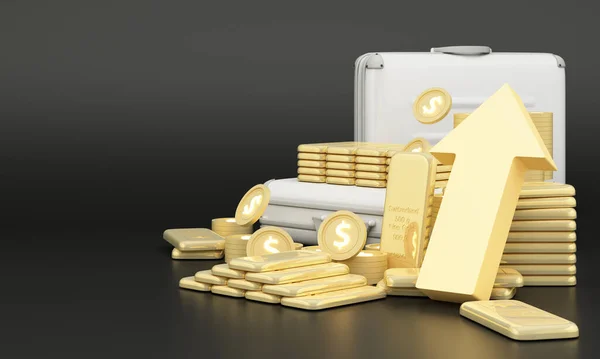 Concept Saving Gold Investing Gold Bars Cryptocurrencies Prevent Inflation Wealth — Stock Photo, Image