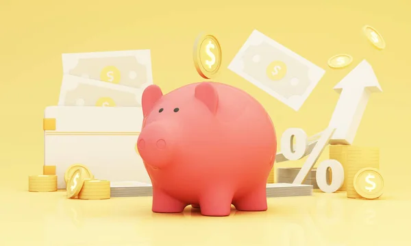 Dinero Piggy Bank Concepto Negocio Creativo Realista Render Pastel Cerdo — Foto de Stock