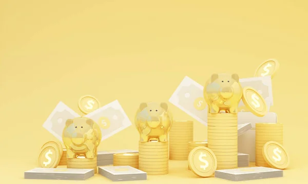 Money Piggy Bank Kreativní Obchodní Koncept Realistický Vykreslování Pastelové Prase — Stock fotografie