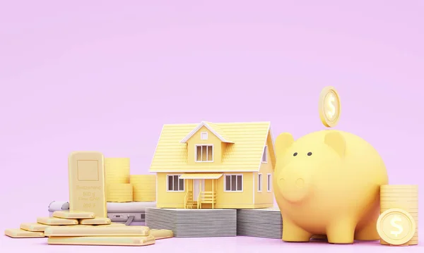 Dinero Piggy Bank Concepto Negocio Creativo Realista Render Pastel Cerdo — Foto de Stock