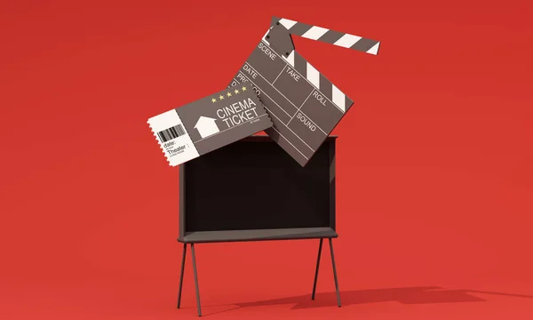 Filmtid Återge Illustration Biografaffisch Koncept Färg Bakgrund Komposition Med Popcorn — Stockfoto