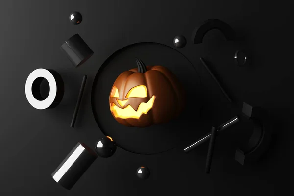 Feliz Halloween Banner Promocional Para Fiesta Invitación Fondo Con Calabazas —  Fotos de Stock
